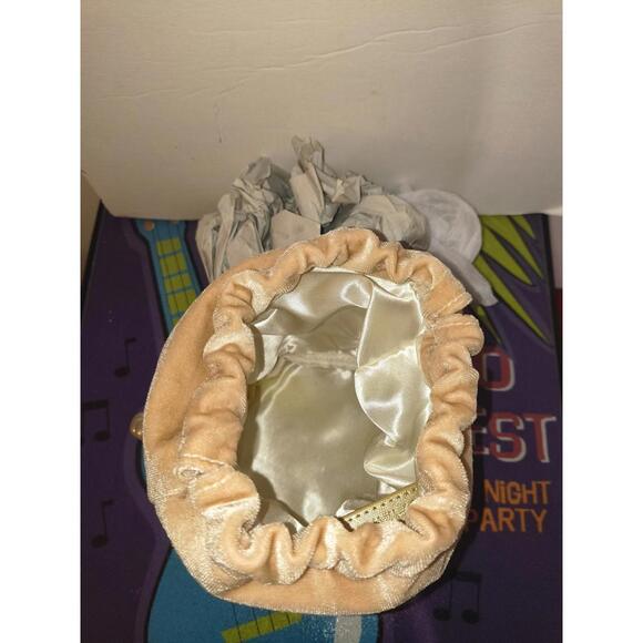 Rhinestone & Pearl Metal Frame Tube Clutch With Gold Purse Chain & Nude Bag NIB - Picture 7 of 9